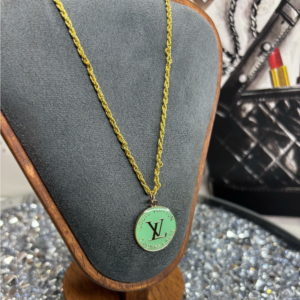repurposed Louis Vuitton Trunks & Bags charm on unbranded necklace - Picture 4 of 5